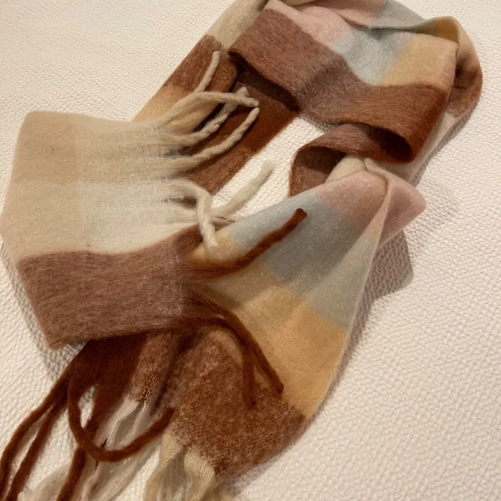 New Brown Mohair Scarf 210x40cm Soft Fluffy Cozy Winter Wrap Shawl Unisex